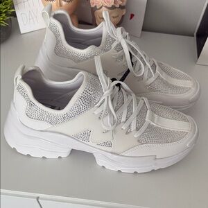 Zara Metallic White Sneakers
